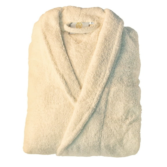 100% Premium Long-Staple Cotton Unisex Terry Bath Robe, 10 Colors Ivory / Small