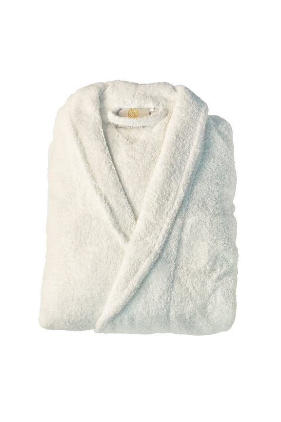 100% Premium Long-Staple Cotton Unisex Terry Bath Robe, 10 Colors White / Medium