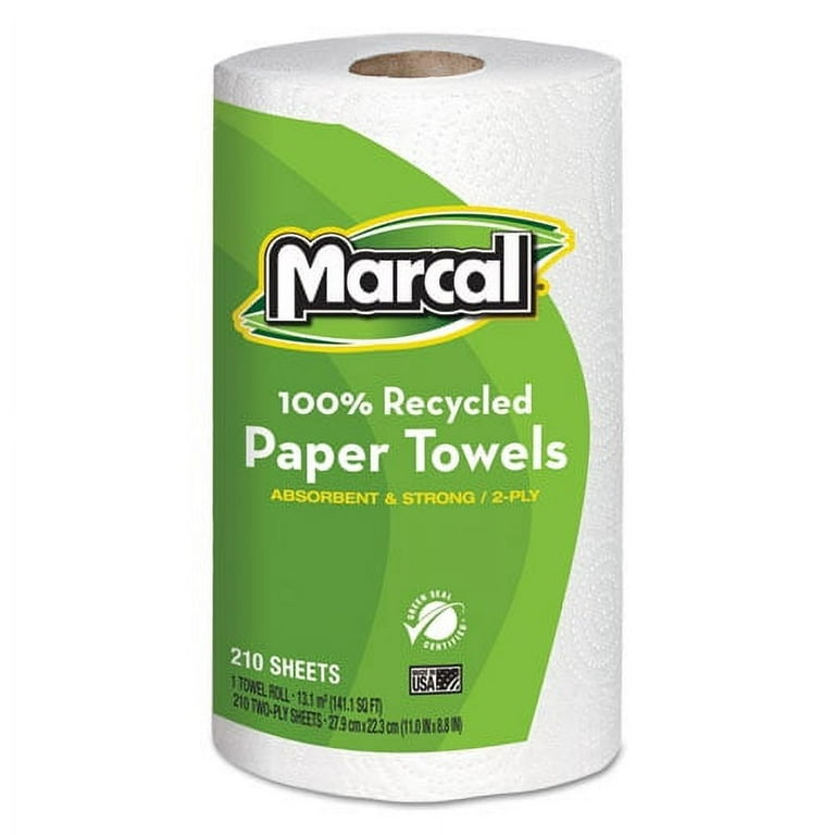 100% Premium Recycled Kitchen Roll Towels, 2-Ply, 11 x 8.8, White, 210 Sheets, 12 Rolls/Carton 100% Premium Recycled Kitchen Roll Towels, 2-Ply, 11 x 8.8, White, 210 Sheets, 12 Rolls/Carton