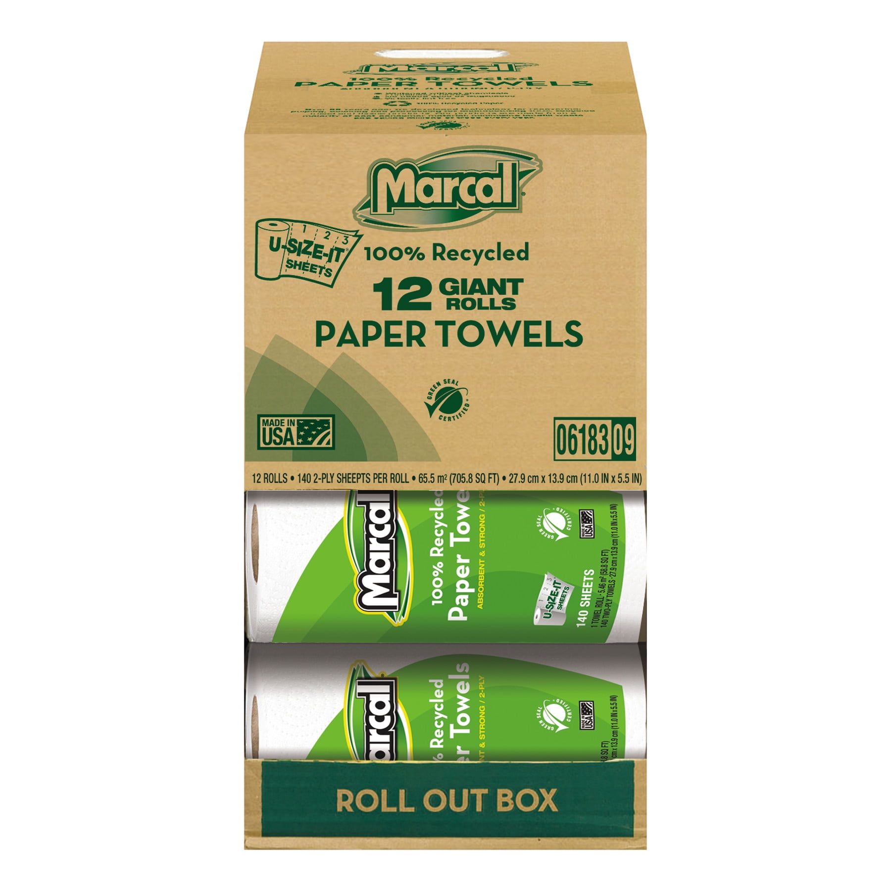100% Premium Recycled Kitchen Roll Towels, Roll Out Box, 2-Ply, 11 x 5.5, White, 140 Sheets, 12 Rolls/Carton 100% Premium Recycled Kitchen Roll Towels, Roll Out Box, 2-Ply, 11 x 5.5, White, 140 Sheets, 12 Rolls/Carton