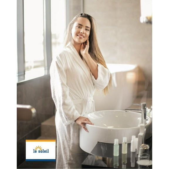 100% Premium Turkish Cotton Men and Women Terry Spa Bathrobe (White, One Size)