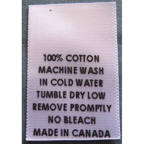 100 Printed Clothing Labels, 100% Cotton Made In Canada