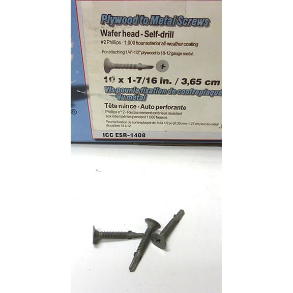 100 Pro-Twist 10x1-7/16" Phillips Wafer Head with Wings Plywood to Metal Screws
