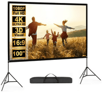 100" Projector Screen with Stand, Foldable Portable Movie Screen, 16:9 HD 4K Wrinkle-Free Indoor Outdoor Projector screens for Backyard Home Theater