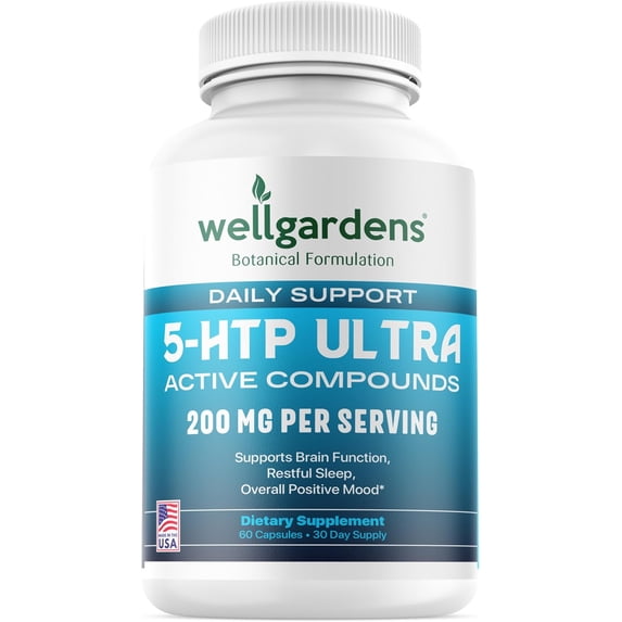 100% Pure 5-HTP Mood Sleep Support Supplement with Calcium 60 Caps