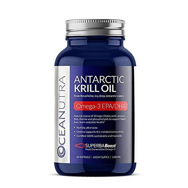 100 Pure Antarctic Krill Oil,1000mg softgels, 60Day Supply, Organic