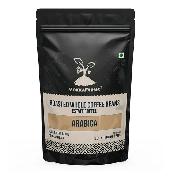 100% Pure Arabica Roasted Coffee Beans 250 Gram, Dark Roast, Fresh Single Origin Coffee, Plantation A/Aa Bean, Rich Flavorful Aromatic, Farm To Fork, One Way Valve/Zip-Lock Bag