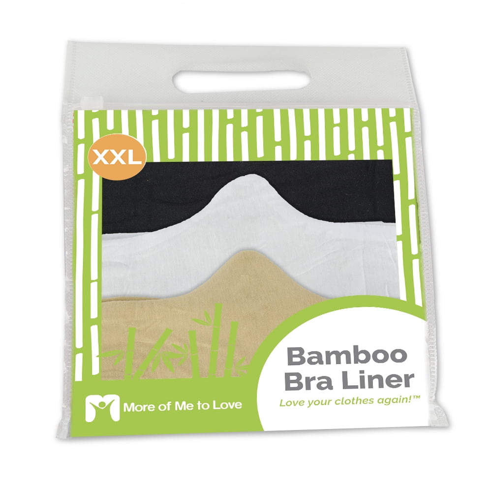 100% Pure - Bamboo Cotton Bra Liner (3pk, XXL) - Wicking, antibacterial,  odor-proof