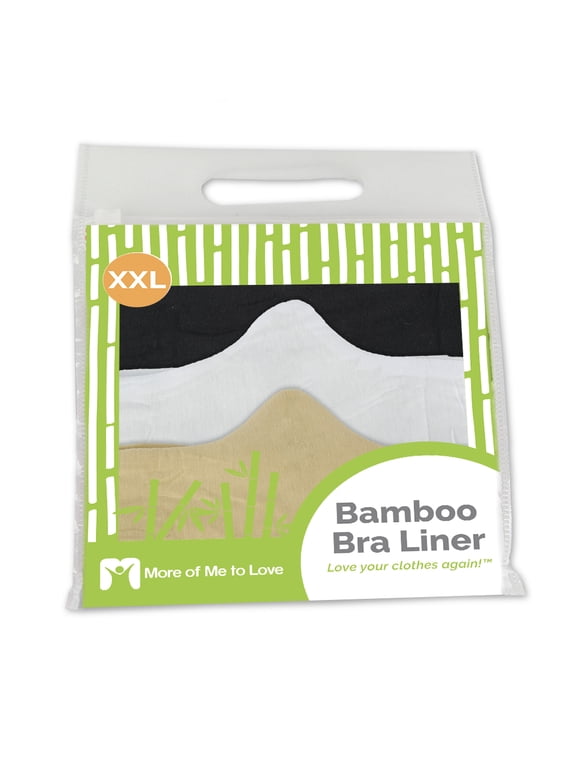 100% Pure - Bamboo Cotton Bra Liner (3pk, XXL) - Wicking, antibacterial, odor-proof