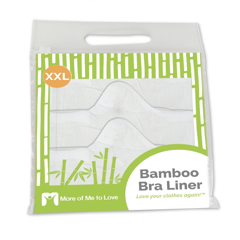 100% Pure Bamboo Cotton Bra Liner (White, 3-pk, XXL) - Wicking, antibacterial, odor-proof