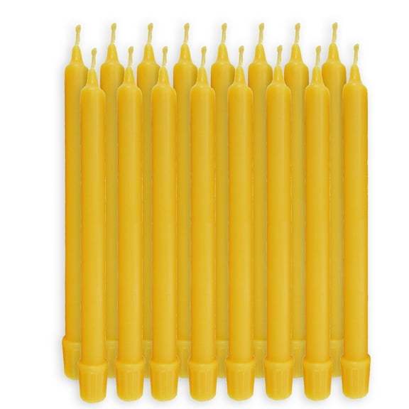 100% Pure Beeswax Candles (Set of 16) Organic Tapers - 8 Inches Tall, 3/4 Inch Diameter, Hand Made