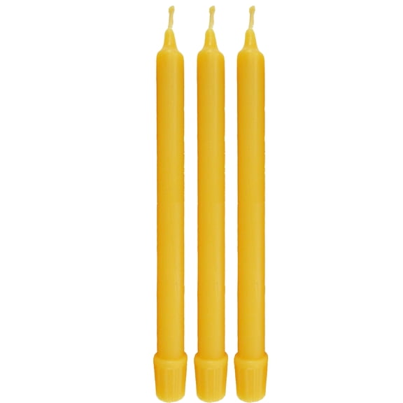 BCandle Beeswax Taper Candles, Yellow (Set of 3)