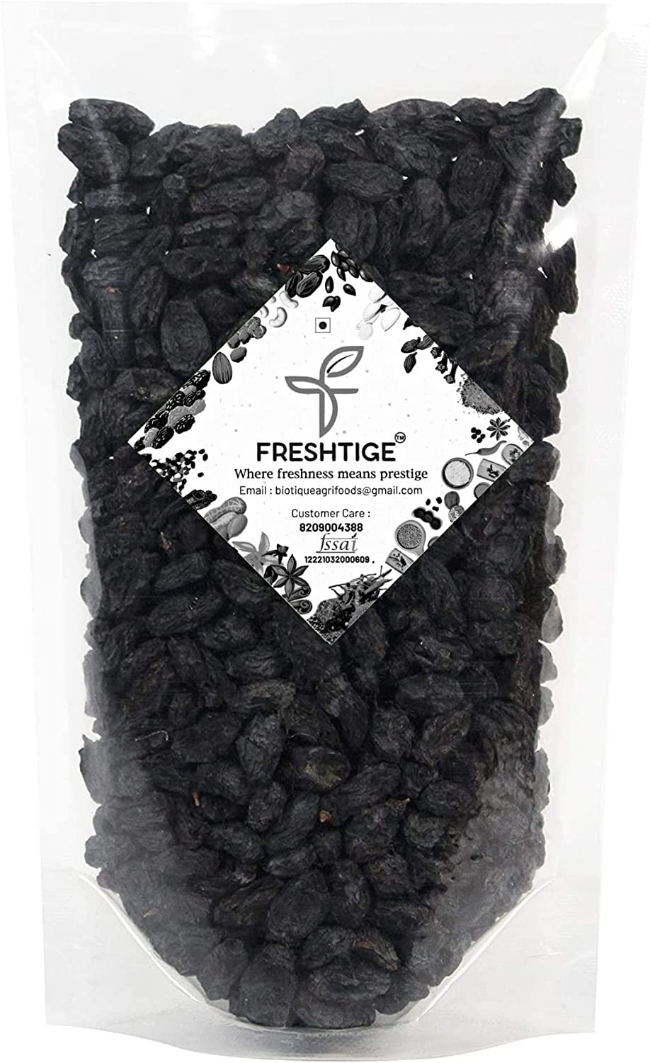 100 Pure Black Seedless Raisins By Freshtige 1kg, Rich Source Of