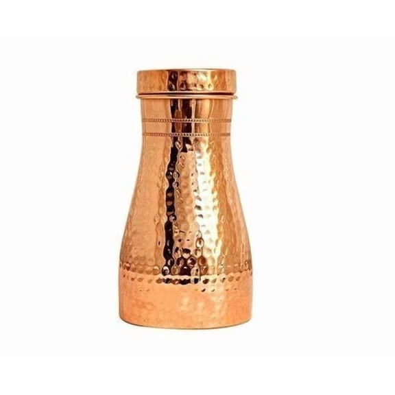 100% Pure Copper Carafe Bedroom Bottle Hammered Drinking Tumbler Ayurveda 1000Ml