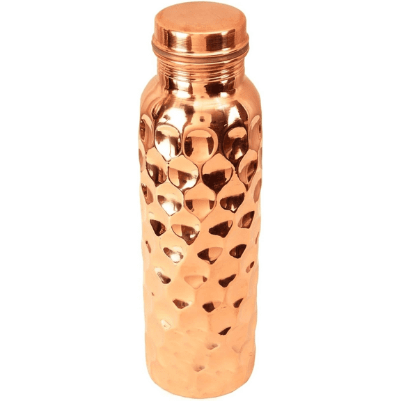 100% Pure Copper Daimond Cut Water Bottle Yoga Health Good Benefits 950Ml