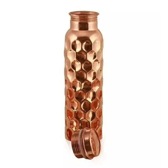 100% Pure Copper Hammered Water Bottle Ayurvedic Health Benefits 1000ml