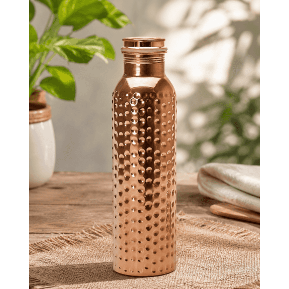 100% Pure Copper Handcrafted Hammered Water Bottle 34oz Copper