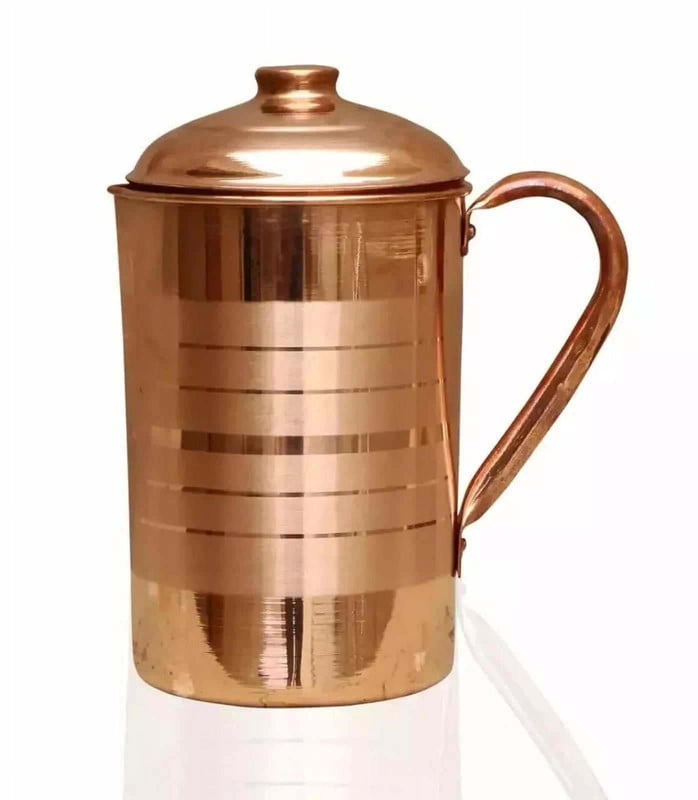100% Pure Copper Jug for Drinking Water, Copper Pitcher, High Quality Copper Water Jug Handmade India Ayurveda Yoga Healthy (1.5 Ltr)