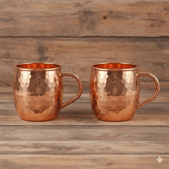100% Pure Copper Moscow Mule Mug, Classic Medium Hammered Copper Cup
