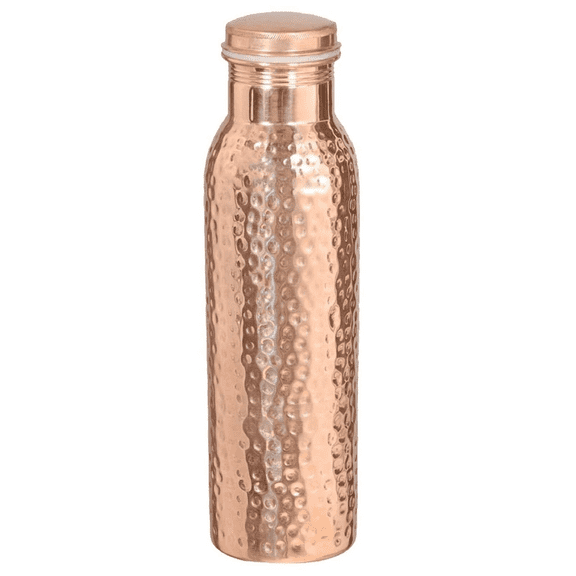 100% Pure Copper Water Bottle For Yoga Ayurveda Health Benefits 1000Ml Hammered
