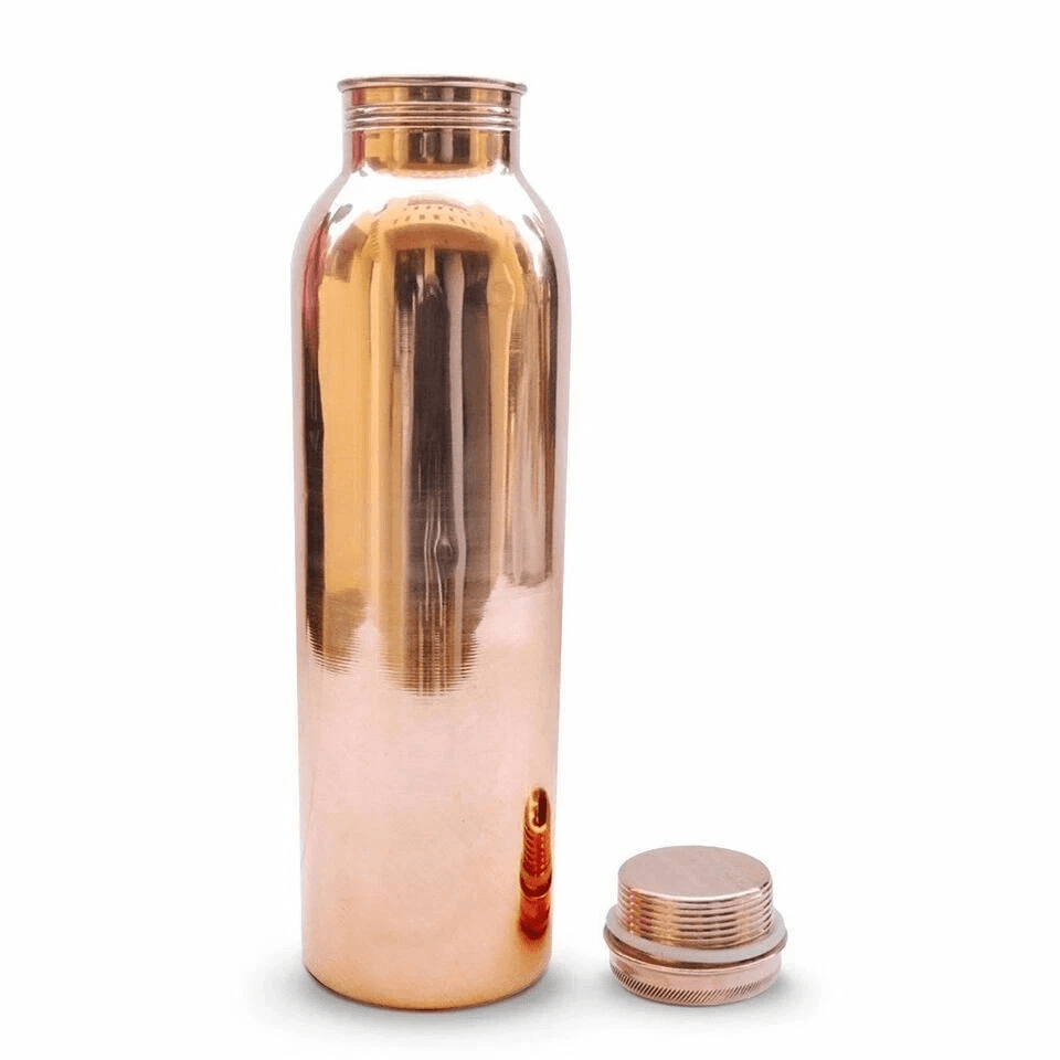 100% Pure Copper Water Bottle For Yoga Ayurveda Health Benefits 950Ml Plain