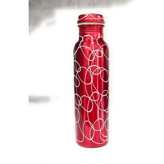 100% Pure Copper water bottle Ayurvedic Water Copper Bottle - Leak-Proof water bottle Seal Cap, joint free Copper bottle 32 Oz (Hammered)