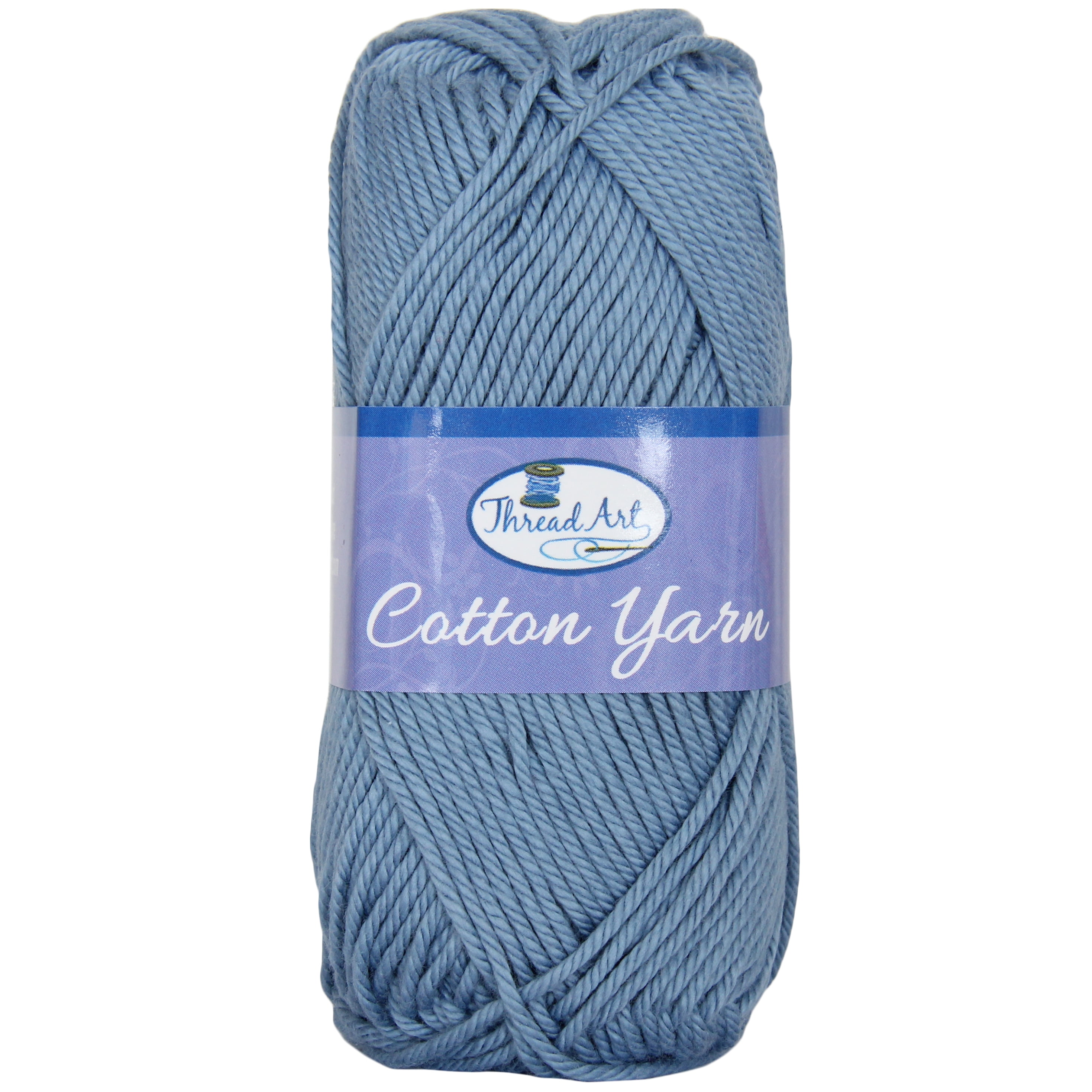 100% Pure Cotton Crochet Yarn by Threadart, Denim, 50 gram Skeins, Worsted Medium #4 Yarn