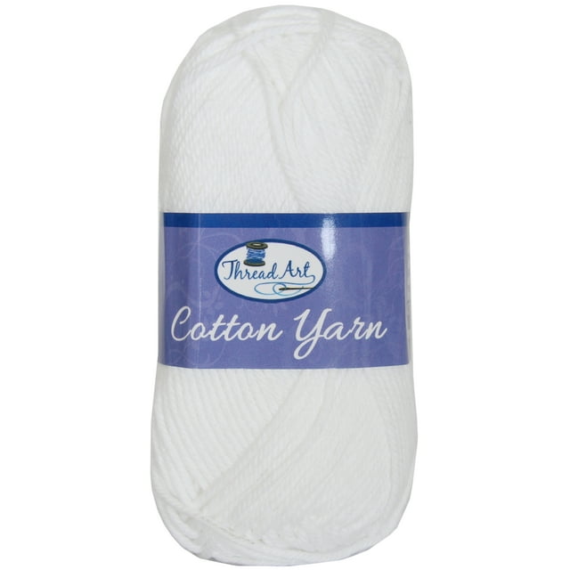 100 Pure Cotton Crochet Yarn by Threadart White 50 gram Skeins