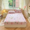 100Pure Cotton Fitted Bed Sheet Sets with Pillowcase Flower Printing