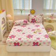 100Pure Cotton Fitted Bed Sheet Sets with Pillowcase Flower Printing