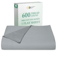 thumbnail image 1 of 100% Cotton Flat Sheet Only - 600 Thread Count, Soft and Crisp, Breathable, Top Sheet Only, Premium Sateen Weave Twin Bed Sheet , 1 Piece Flat Sheet,Light Grey, 1 of 8