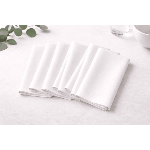 100% Pure Cotton Napkins – White, Reusable, Lightweight & Breathable, Long Staple Cotton, Machine Washable, Fade-resistant, Soft Touch (18"X18")