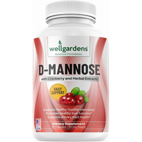 100% Pure D-Mannose with Cranberry Extract - Helps Cleanse Impurities, Natural Urinary Tract Health, Liver and Bladder Support for Women and Men - All Natural, Non-GMO, Made in USA - 30 Day Supply