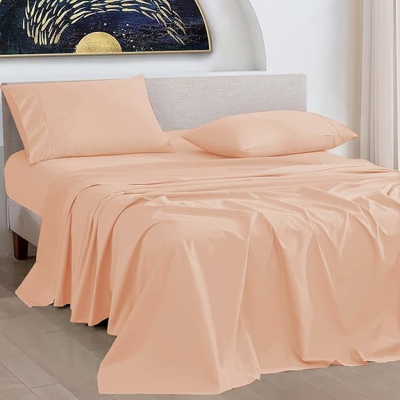 100% Pure Egyptian Cotton 800 Thread Count Sheet Set, 4 Pc Set, Sateen Weave, Hotel Collection Soft Luxury Bedding, Fits Upto 21" Inch Deep Pocket (Blush Solid, Full Size)