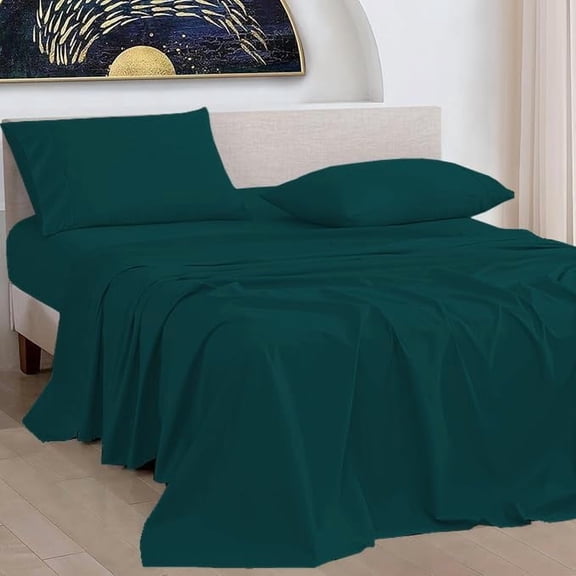 100% Pure Egyptian Cotton 800 Thread Count Sheet Set, 4 Pc Set, Sateen Weave, Hotel Collection Soft Luxury Bedding, Fits Upto 21" Inch Deep Pocket (Teal Solid, King Size)