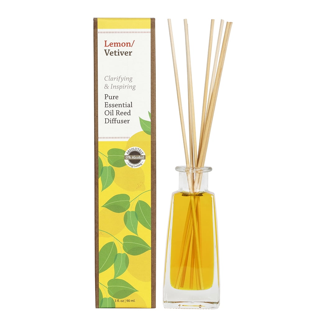 100% Pure Essential Oil 3 OZ REED DIFFUSER, LEMON VETIVER - Walmart.com