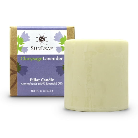 100% Pure Essential Oil Aroma 3X3 NATURAL PILLAR CANDLE, CLARYSAGE AND LAVENDER