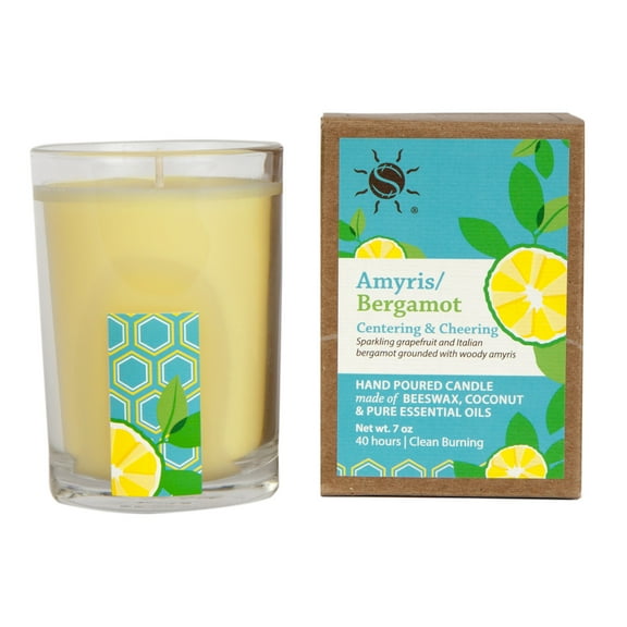 100% Pure Essential Oil Aroma Filled Candle in Glass, Amyris Bergamot