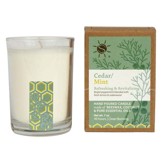 100% Pure Essential Oil Aroma Filled Candle in Glass, Cedar Mint
