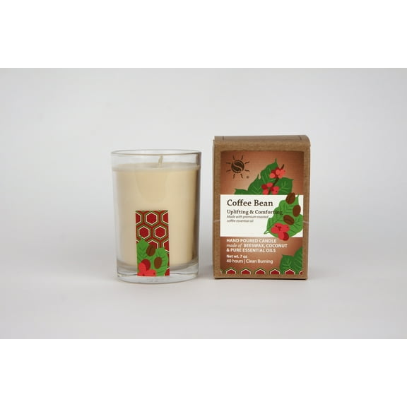 100% Pure Essential Oil Aroma Filled Candle in Glass, Coffee Bean