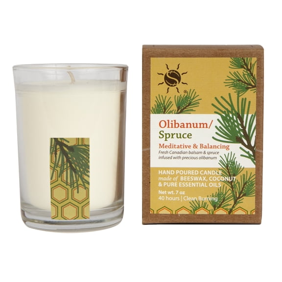 100% Pure Essential Oil Aroma Filled Candle in Glass, OlibanumSpruce