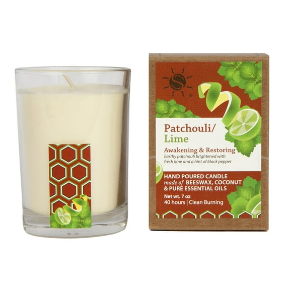 100% Pure Essential Oil Aroma Filled Candle in Glass, Patchouli Lime