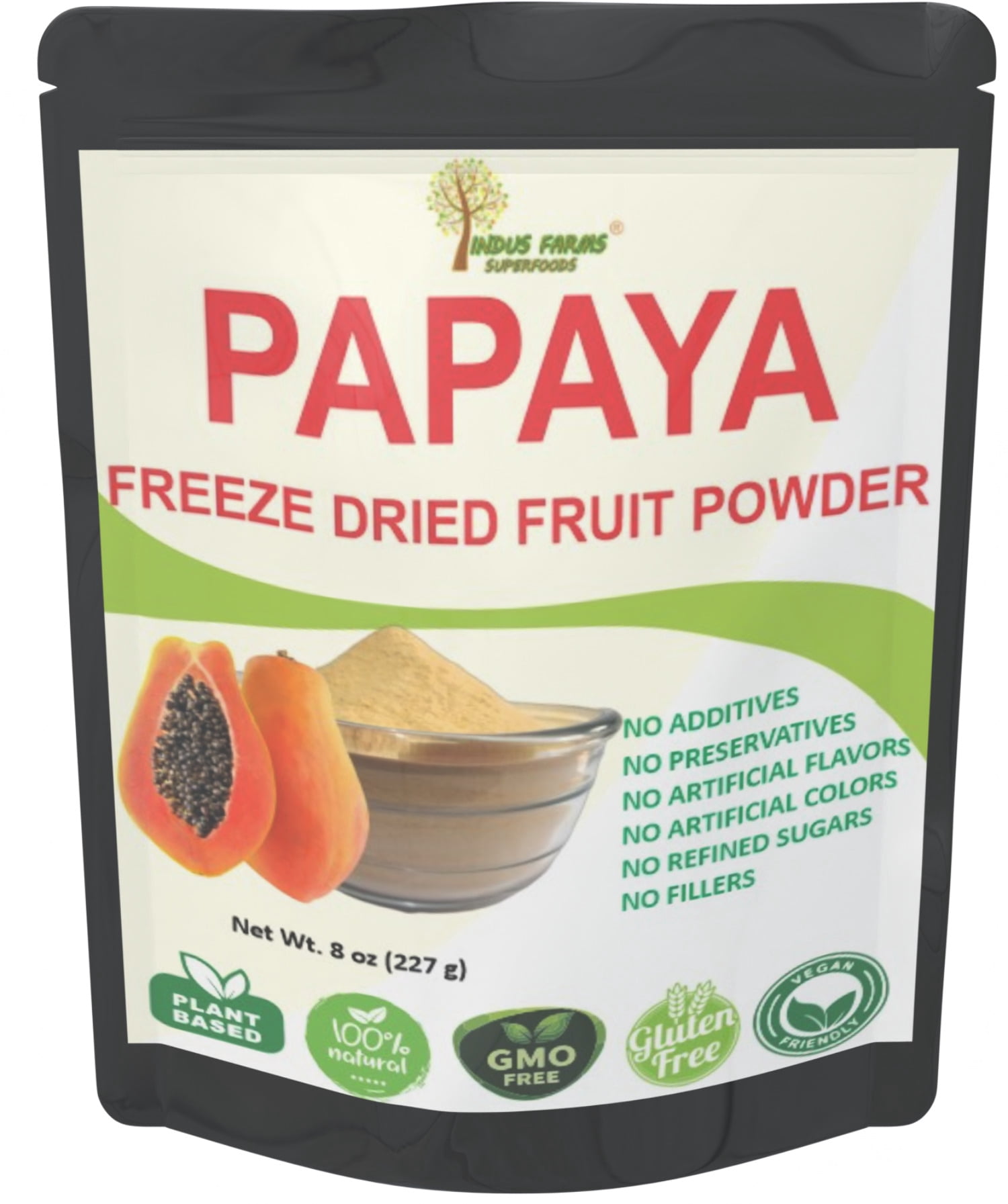 Indus Farms Superfoods Freeze Dried Papaya Fruit Powder, GMO-Free, Additive-Free, Vegan