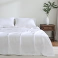 thumbnail image 1 of 100% Pure French Linen Flat Sheet – Single Piece, Washed, Soft, Breathable, Natural, Eco-Friendly (White), 1 of 6