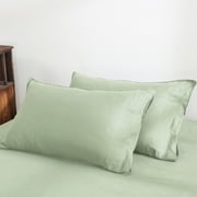 100% Pure French Linen Pillowcases Soft & Breathable Pillow Case Set of 2 - Sage 20x26 Inch