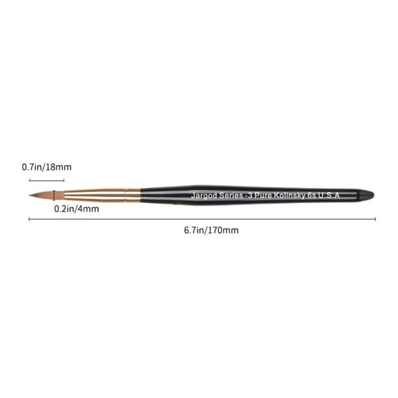 100% Pure Kolinsky Brush Acrylic Powder Manicure Pedicure Round Nail Brush Nail Art Brush for Acrylic Powder CHOOSE Size 2/4/6/8/10 Jargod