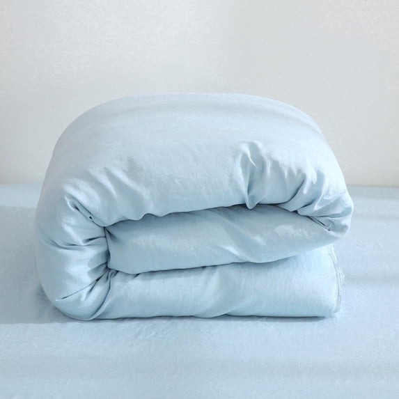 100% Pure Linen Duvet Cover with Button Closure and Corner Ties Soft & Breathable - Blue Full/Queen