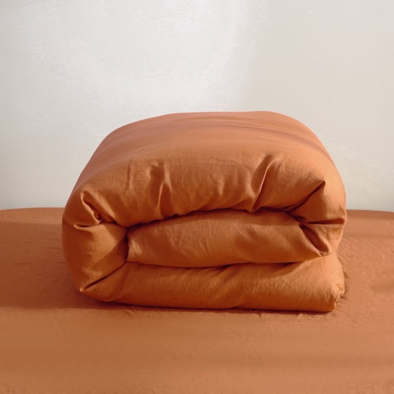 100% Pure Linen Duvet Cover with Button Closure and Corner Ties Soft & Breathable - Caramel Full/Queen
