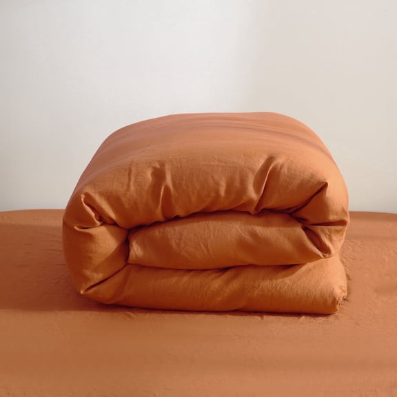 100% Pure Linen Duvet Cover with Button Closure and Corner Ties Soft & Breathable - Caramel Full/Queen