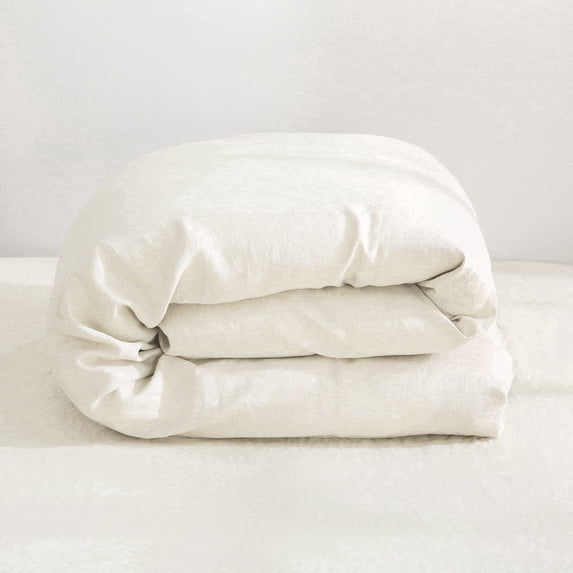 100% Pure Linen Duvet Cover with Button Closure and Corner Ties Soft & Breathable - Cream Full/Queen